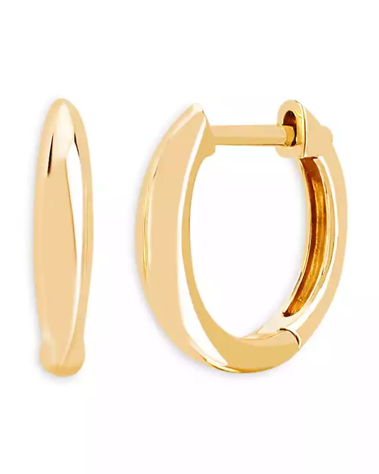 14K Yellow Gold Polished Dome Huggie Hoop Earrings