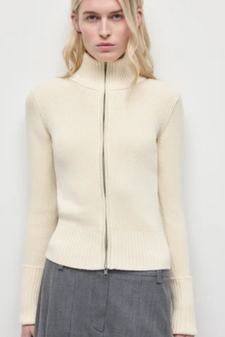 Women's Elara Zip-up Sweater in Marshmallow
