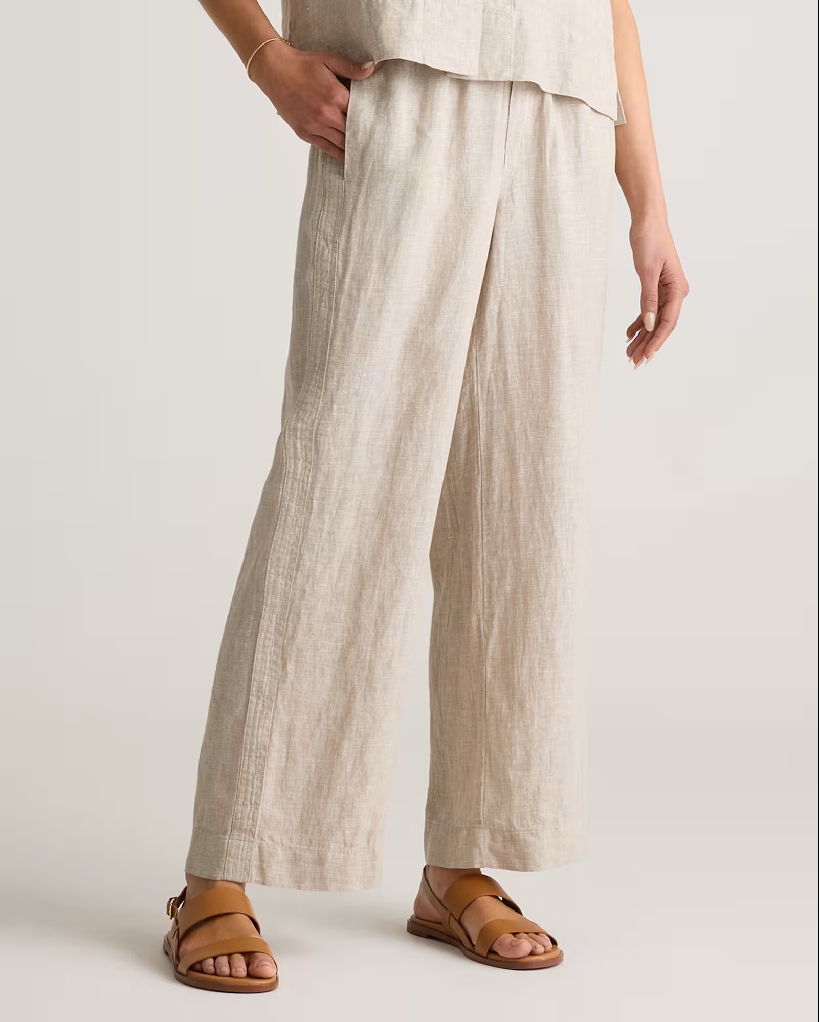 100% European Linen Wide Leg Pants in Flax