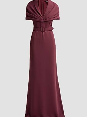 SAKS FIFTH AVENUE BADGLEY MISCHKA DRAPED BELTED GOWN