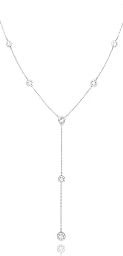 Moissanite Lariat Necklace for Women, 925 Sterling Silver Y Necklace with Teardrop Pendant, Dainty Gold Plated Drop Necklace 16+2 Inch Adjustable Chain, Bridal Wedding Prom Jewelry