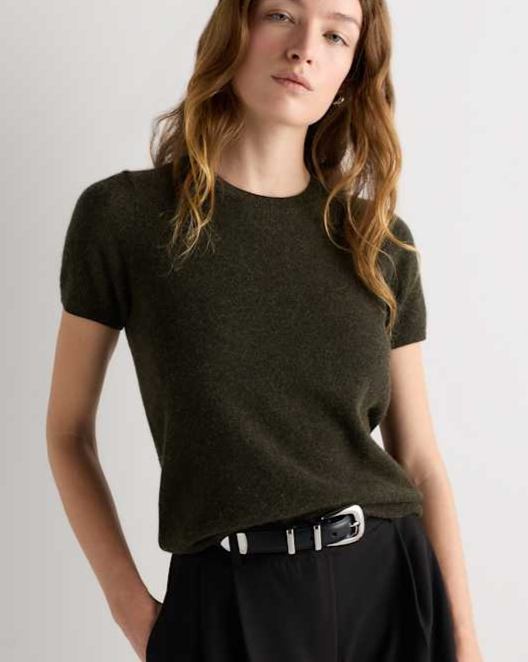 Olive Twist Mongolian Cashmere Tee