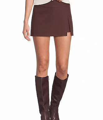 Tessa Mid Rise Front Slit Mini Skort