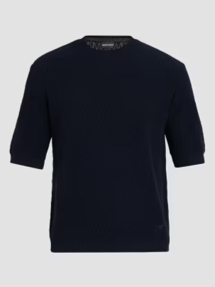 Tonal Wave Cotton Short-Sleeve Sweater