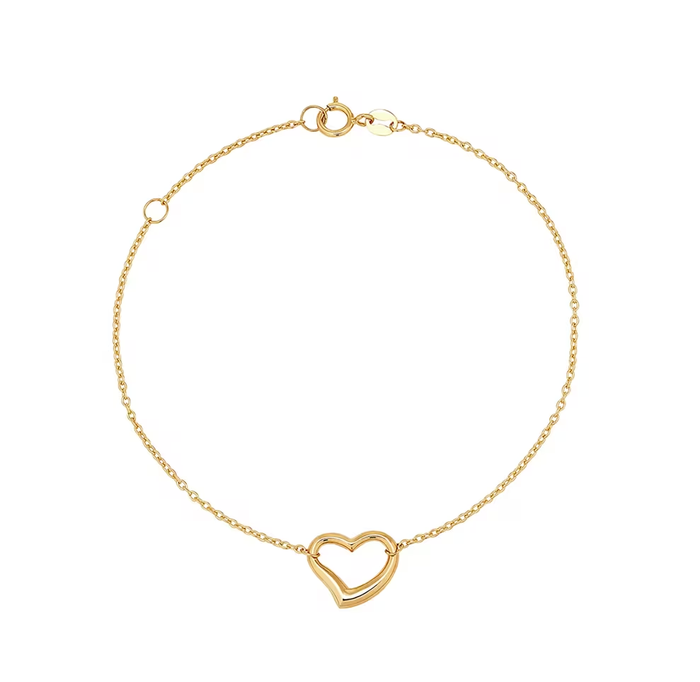 Open Heart Bracelet in 14K Yellow Gold