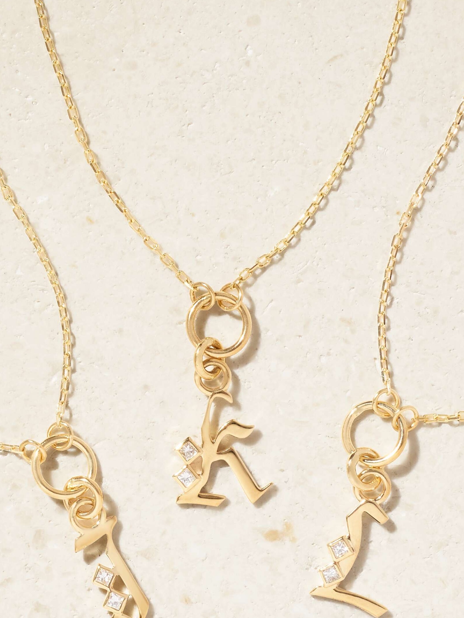 Initial 18-karat gold diamond necklace