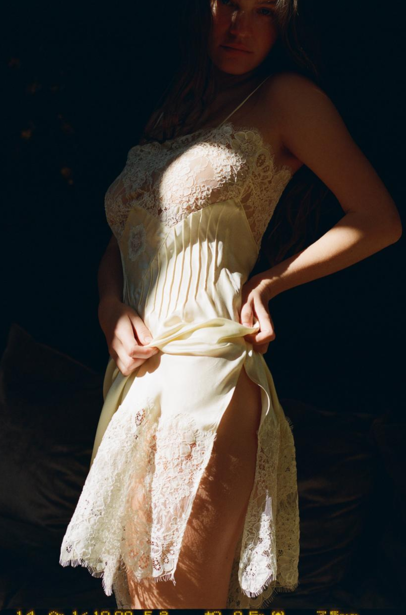 SATIN LACE SLIP DRESS