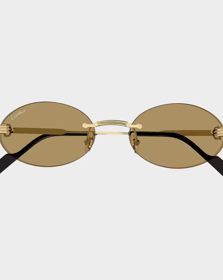 Première de Cartier 53MM 24K-Gold-Plated Rimless Oval Sunglasses