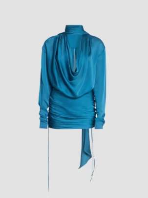 Draped Silk Charmeuse Mini Dress