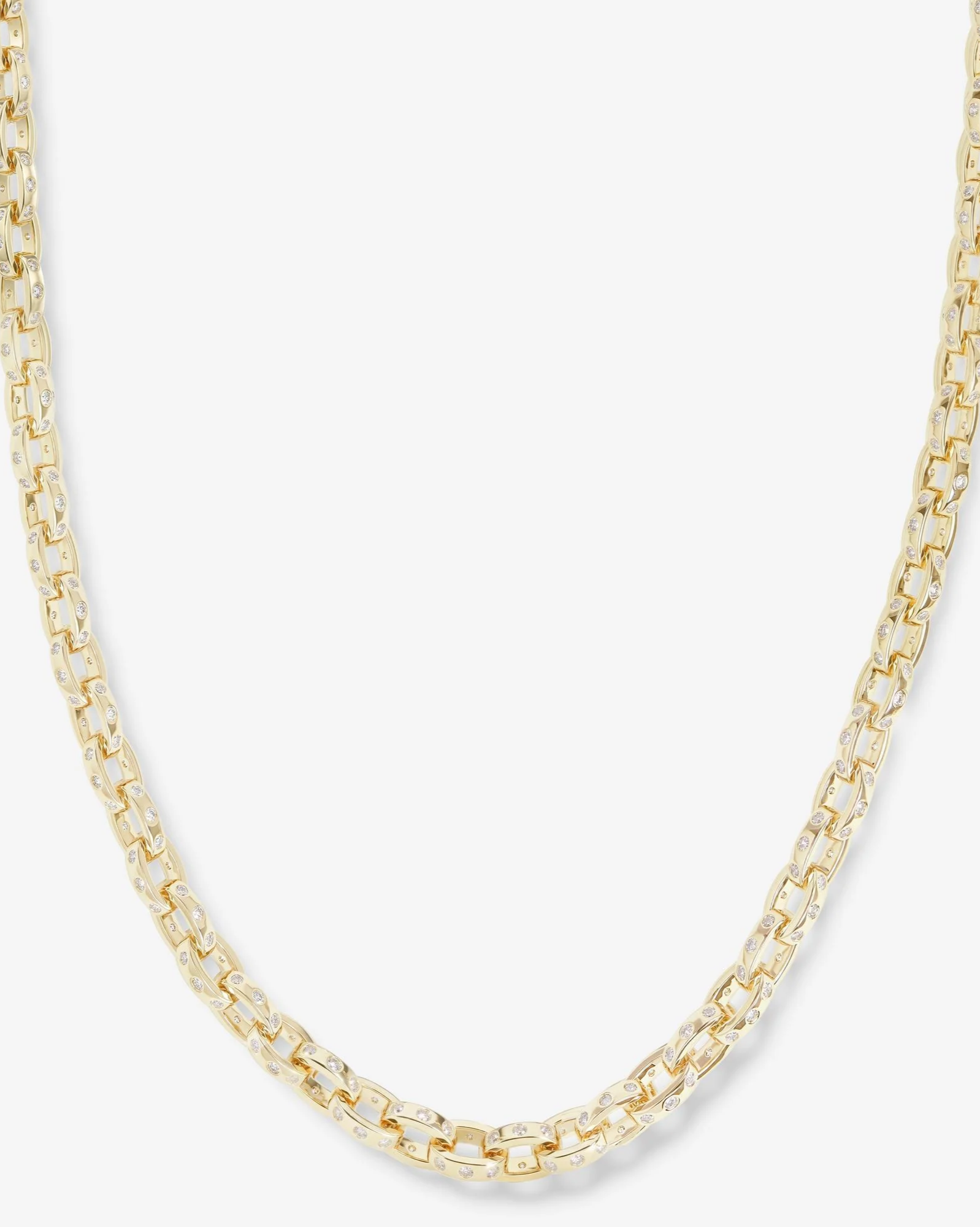 Ashley Chain Link Necklace 6mm - Gold|White Diamondettes