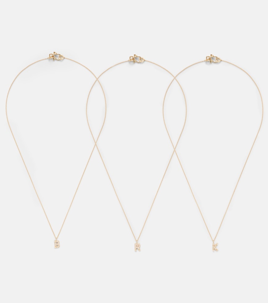 Initial 18kt gold necklace with diamonds