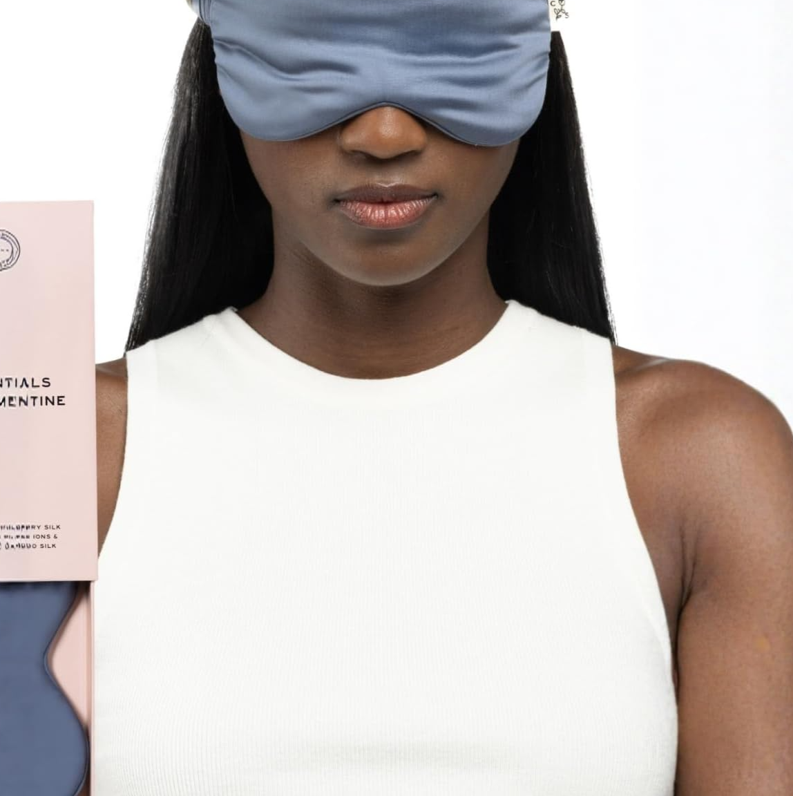 Mulberry Silk Sleep Mask by Clementine, Blue Silver Ion Blackout Eye Mask