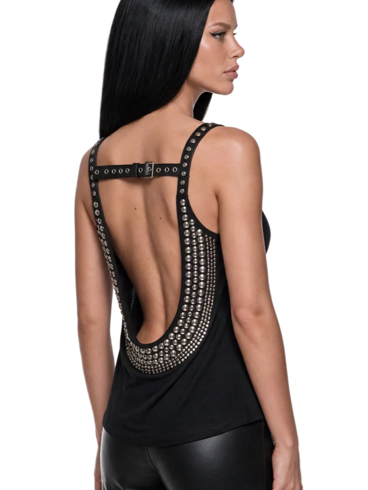Afterparty Studded Cowl Neck Top