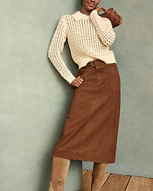 Lilla P Washed Twill Utility Skirt