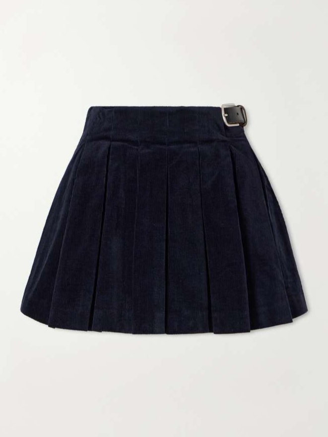 Garrett pleated stretch-cotton corduroy mini skirt