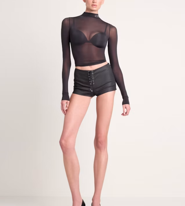 Ludovic de Saint Sernin x SKIMS Milky Sheer Mock Neck Long Sleeve Top - Onyx