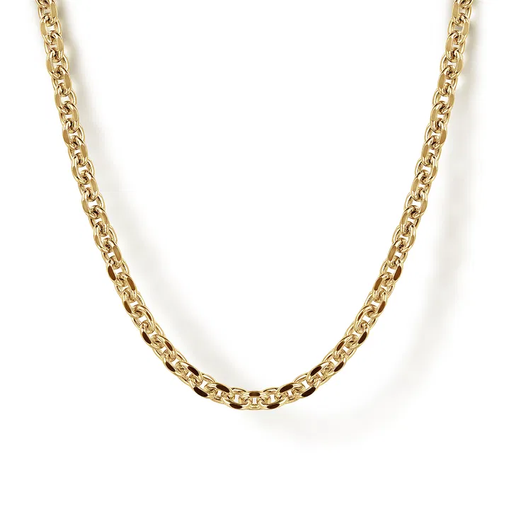 22 Inch 2.85mm 14K Yellow Gold Hollow Men's Link Chain Necklace