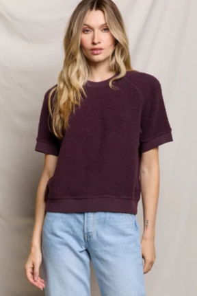 Ziggy Short Sleeve Reverse Fleece Short Sleeve Crew Neck Sweatshirt