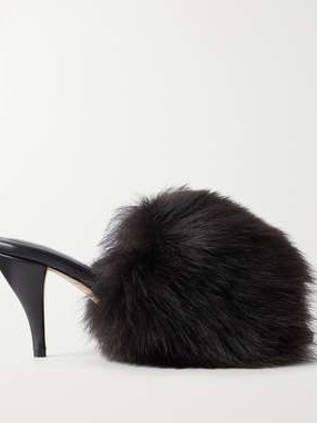 Cherry merino shearling mules