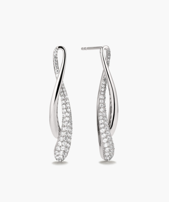 Open Dôme Pavé Lab Grown Sapphire Drop Earrings