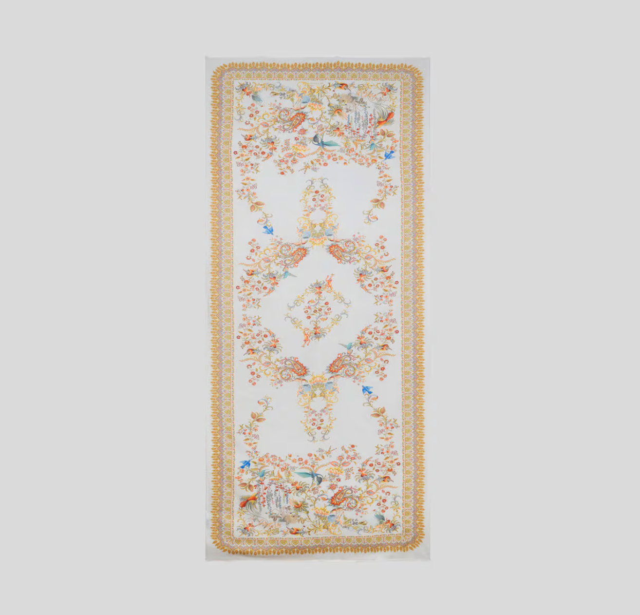 COTTON-BLEND JACQUARD SCARF WITH FLORAL MOTIF