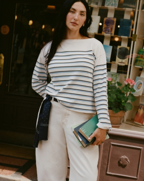 Long-Sleeve Mariner Boat Neck Tee