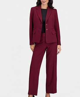 Women's Stretch Wide Leg 2-Piece Pant Suit