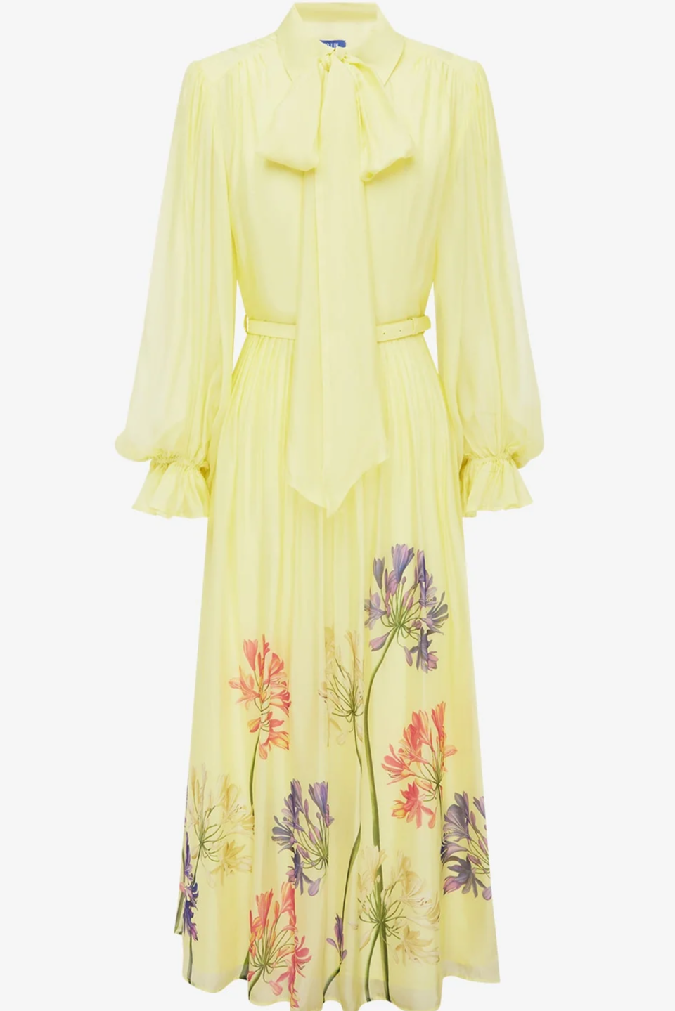 Cassie Tie Neck Midi Dress - Agapanthus Print