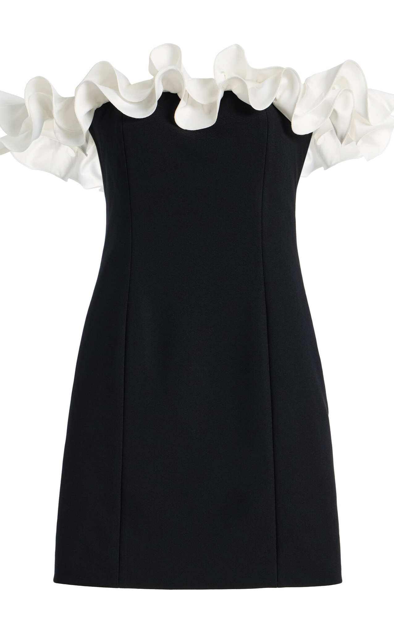 Ruffle-Trimmed Crepe Mini Dress
