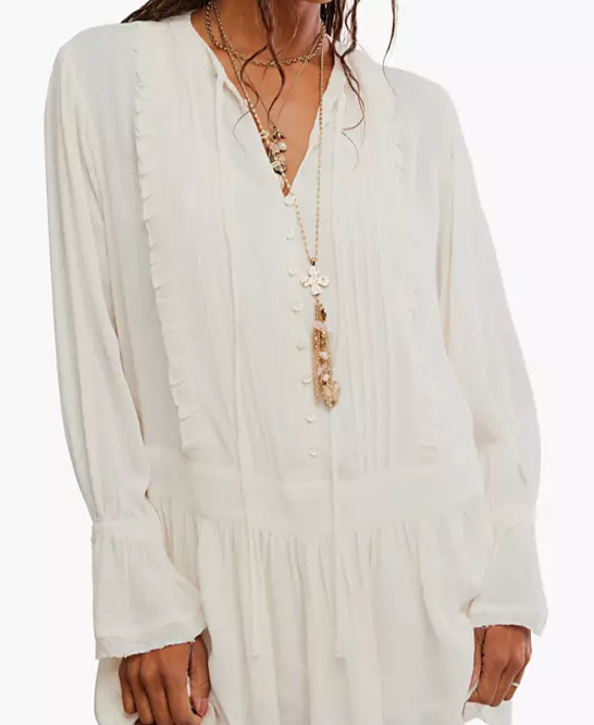 Women's Haute Heirloom Long-Sleeve V-Neck Boho Mini Dress