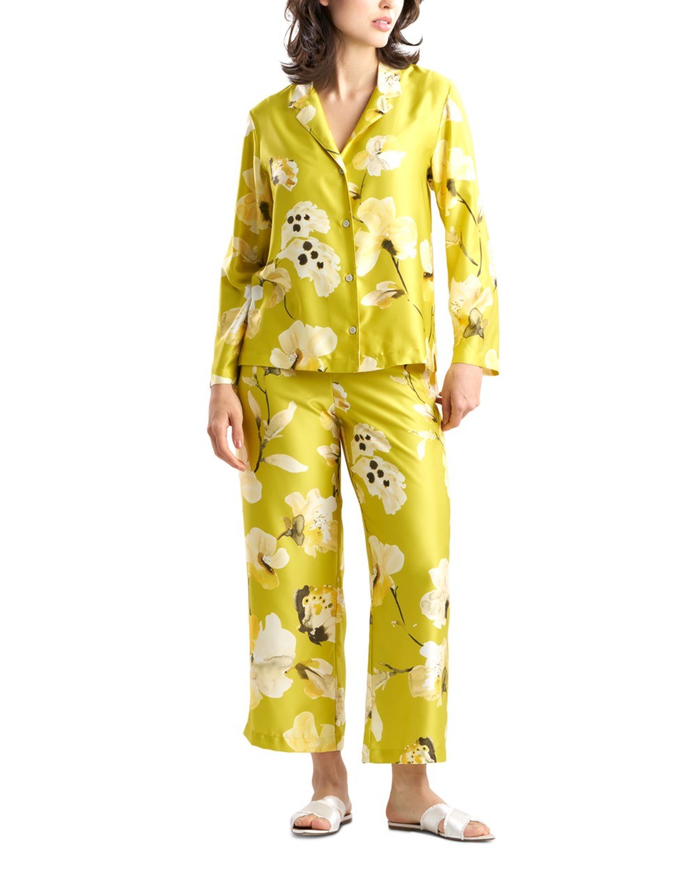Aurelia Printed Charmeuse Notch Pajama Set