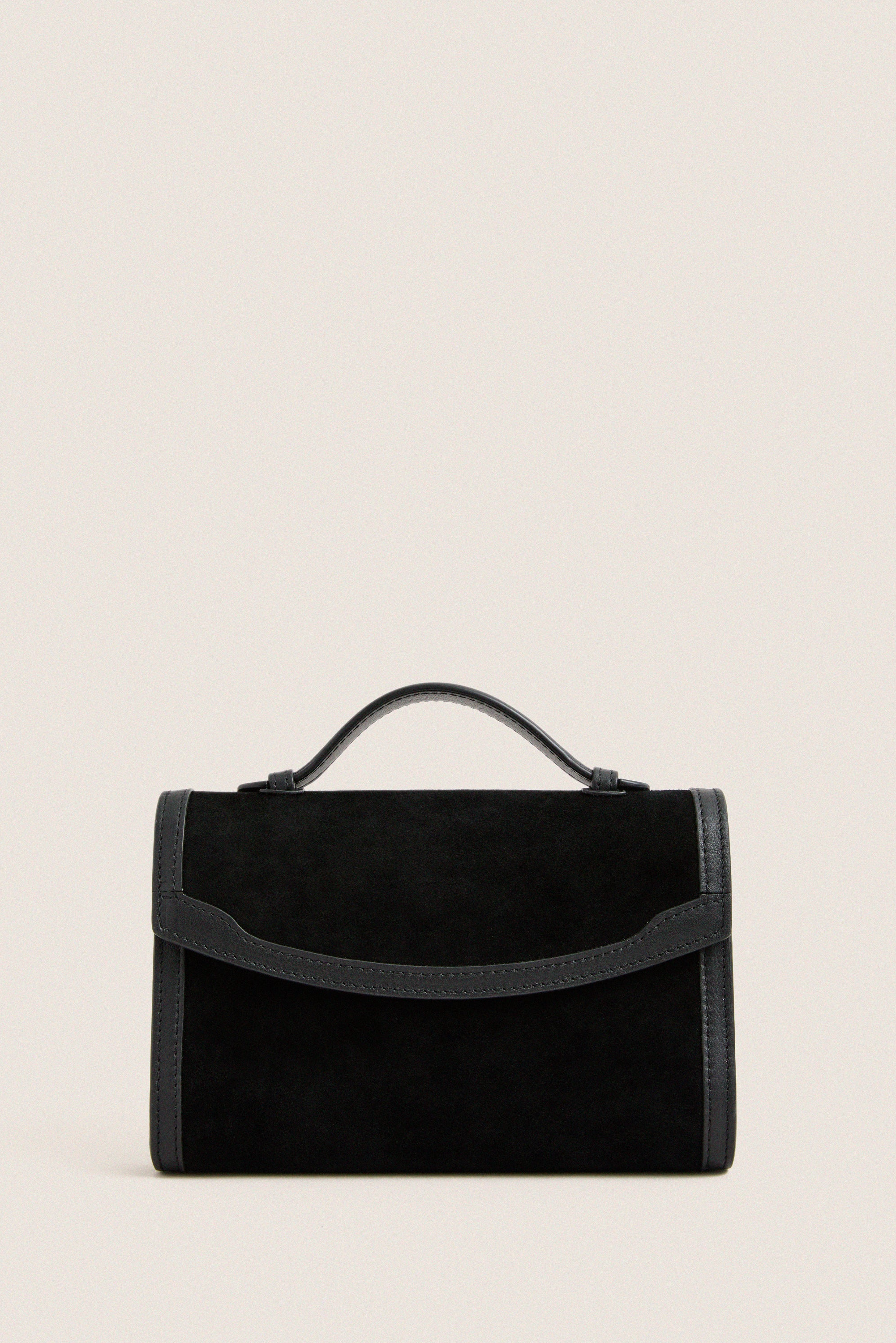 Black Western Trim Top Handle Clutch