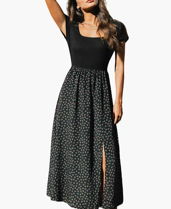 Women's Feeling Free Floral-Print Square-Neck Maxi Dress