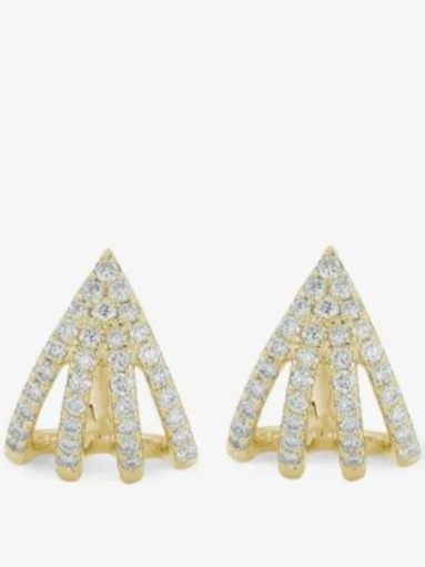 Yellow Gold Diamond Burst Huggie Earrings