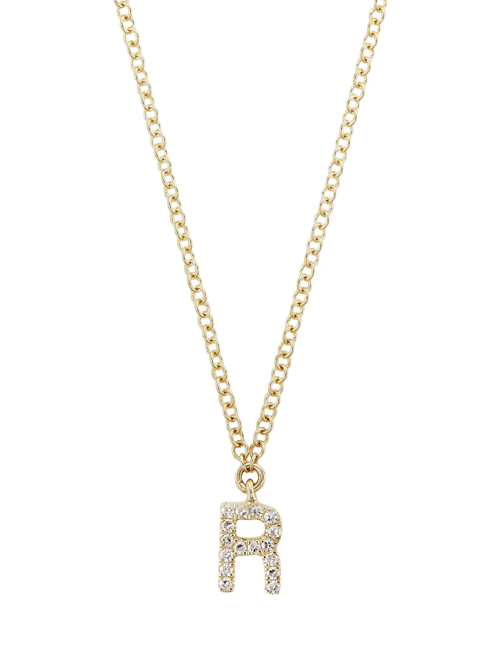 14K Yellow Gold & 0.03 TCW Diamond Initial Pendant Necklace