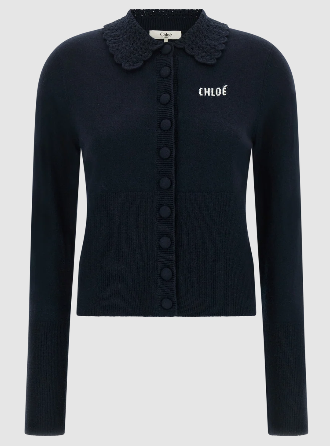 Chloé Crochet Collar Wool Cardigan