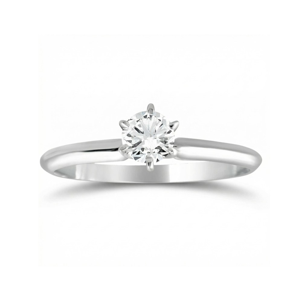1/3Ct Solitaire Round Cut Diamond Engagement Ring in 14k Gold Lab Grown