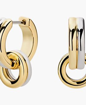 Asher Drop Mixed Metal Huggie Earrings