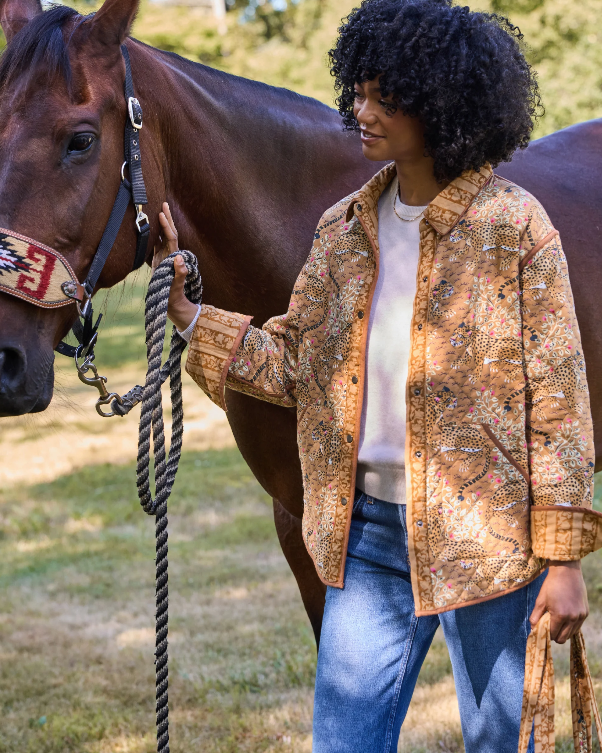 Garden Stripe - Reversible Quilted Jacket - Mustard Seed