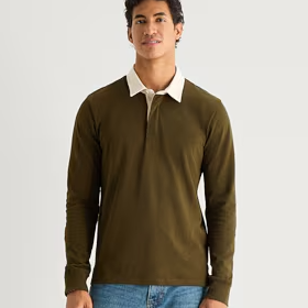 Mutual Weave Mens Regular Fit Long Sleeve Polo Shirt