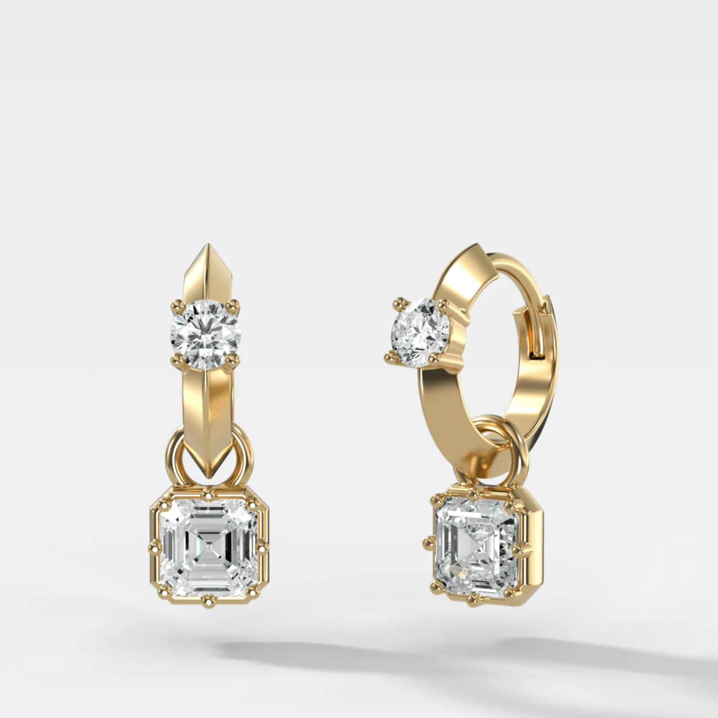 Knife Edge Huggies with Asscher Cut Diamonds