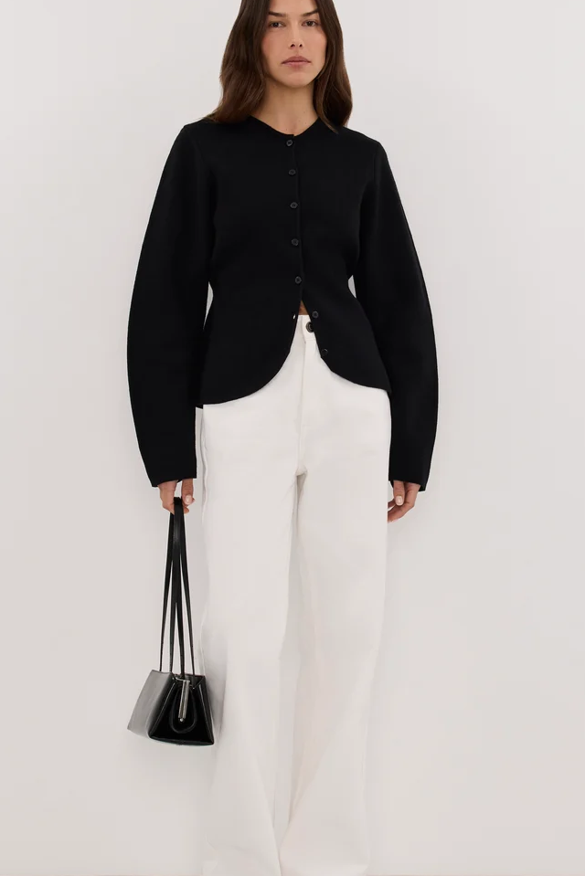 Eliza Black Cinched Cardigan