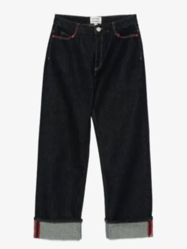 Straight-leg Montana turn-up jeans - indigo selvedge