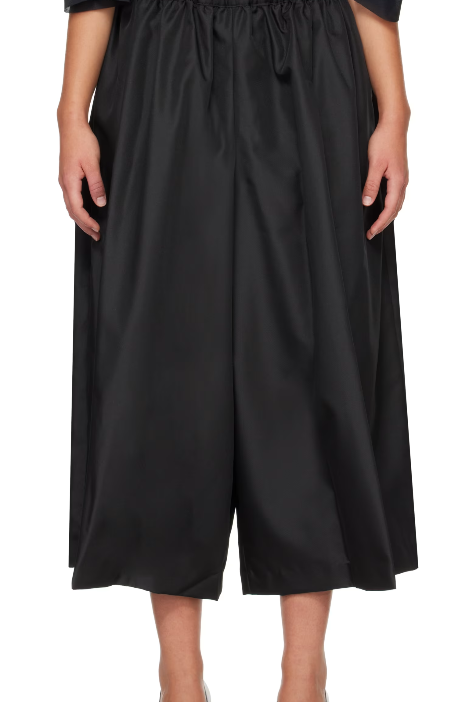 Black Gathering Twill Trousers