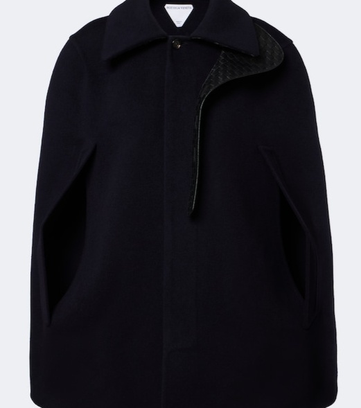Intrecciato wool and cashmere cape
