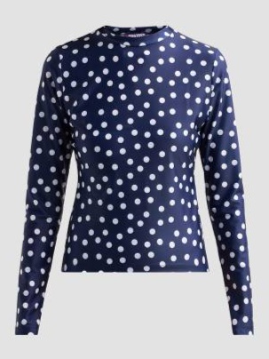 Polka Dot Stretch-Jersey Crewneck Top
