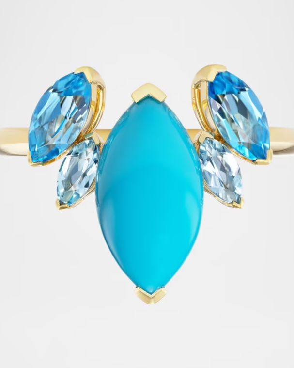 Batik Ring with Turquoise and Topaz