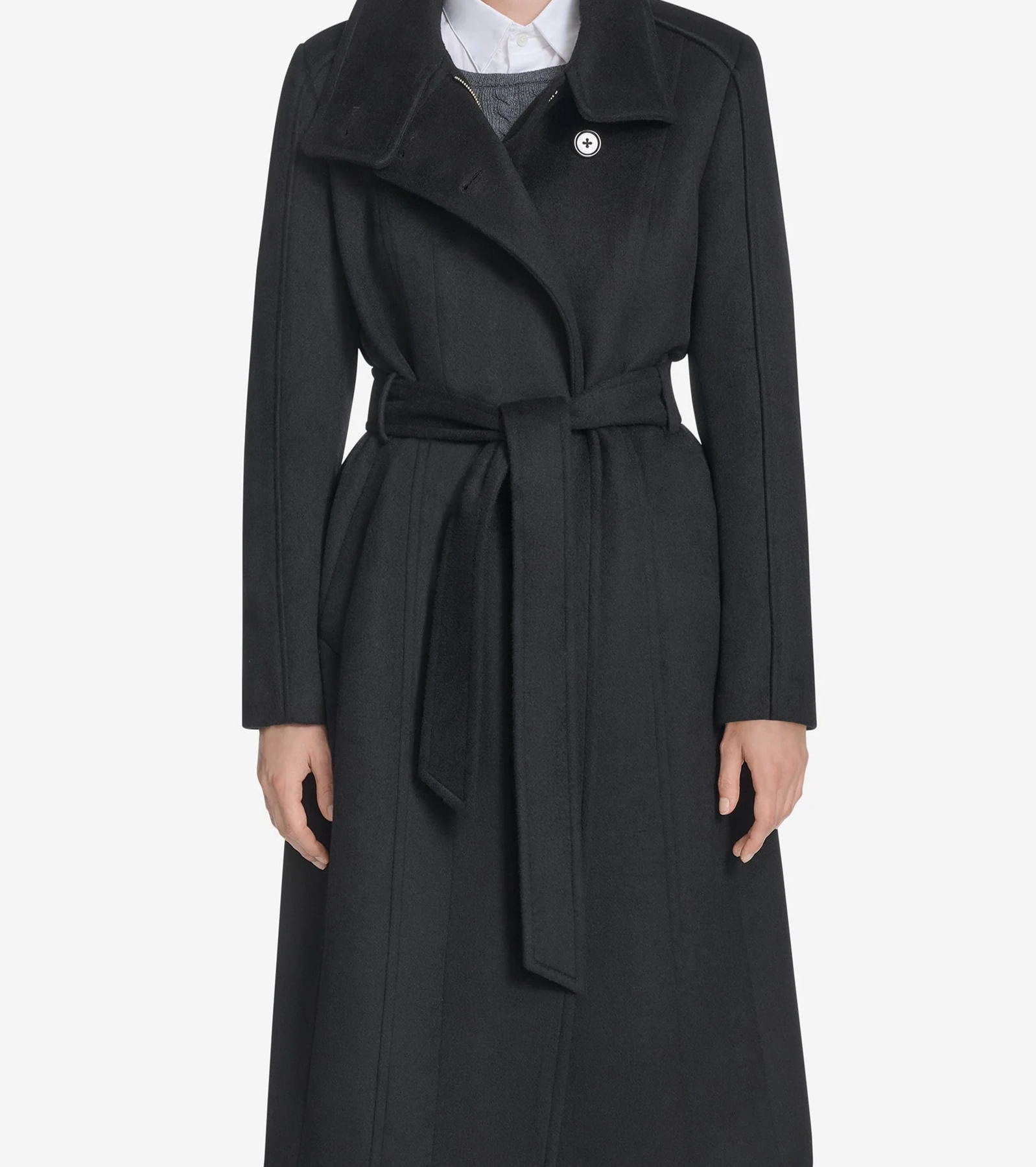 Women's Slick Wool Belted Coat