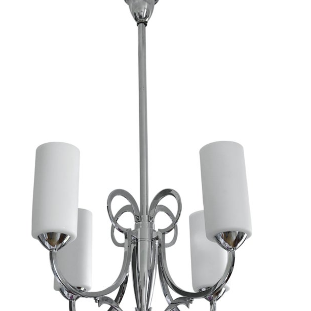 Art Deco Modernist Chrome Chandelier, France, 1930s