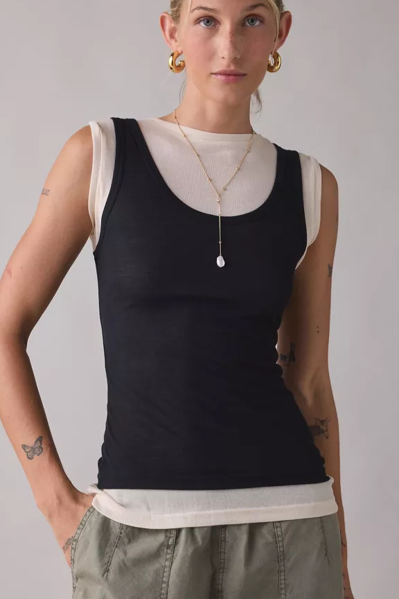 URBAN OUTFITTERS Maude Club Bentley Semi-Sheer Layered Tank Top